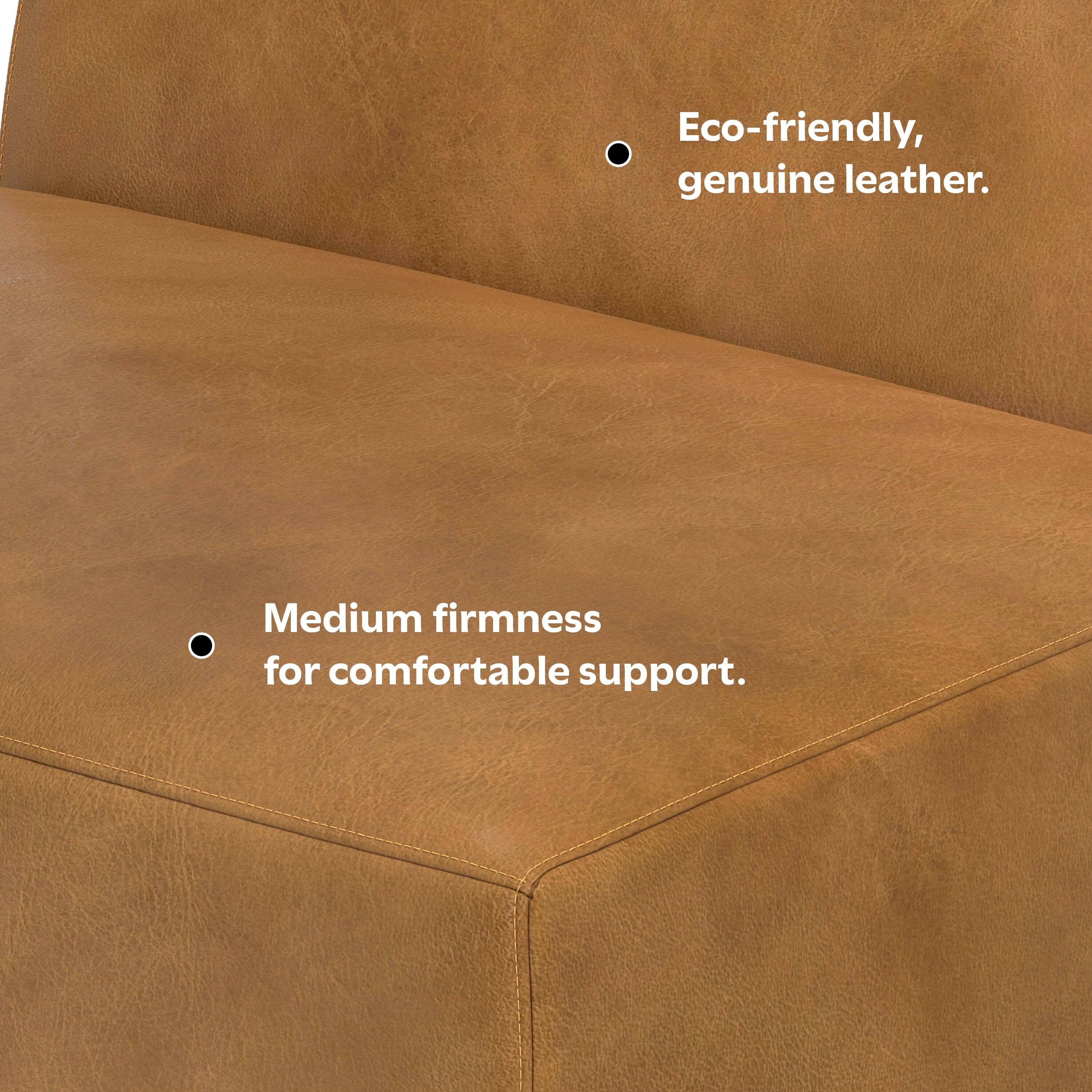 Eco-friendly, genuine leather.

Medium firmness for comfortable support.
