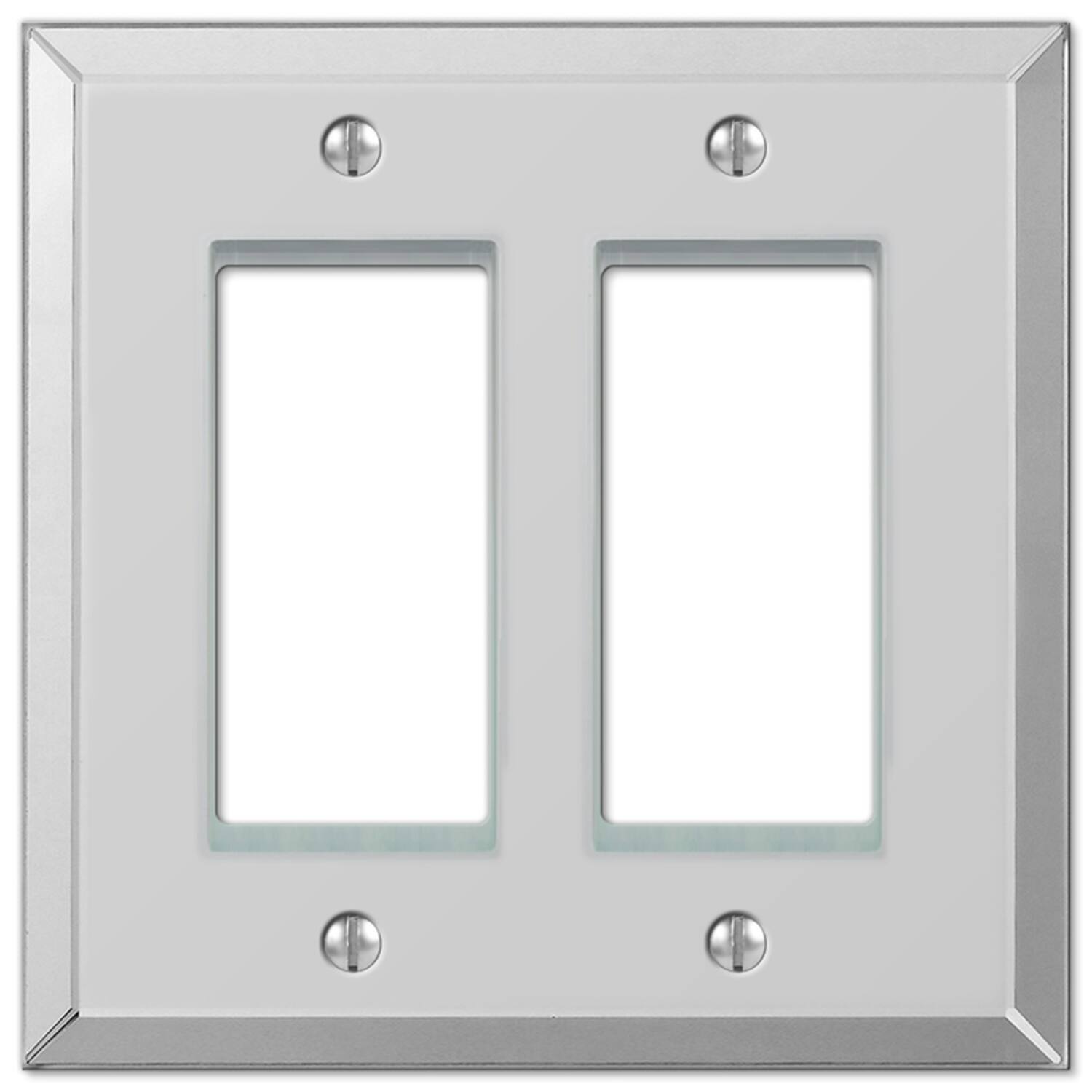 Angle. AMERELLE - Amerelle Decora Mirror Clear 2 gang Acrylic Decorator Wall Plate 1 pk - Clear.