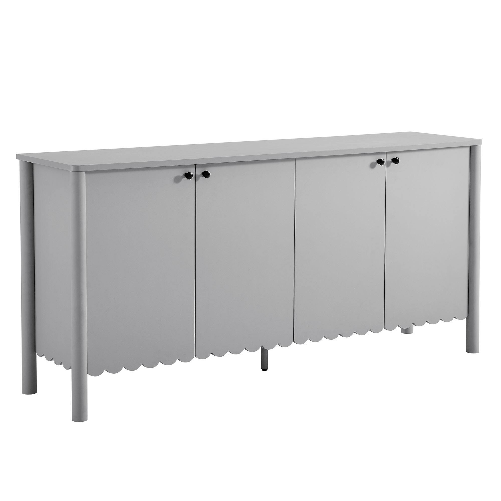 Angle. Modway - Emmeline 66" 4-Door Scalloped Sideboard Cabinet by Modway - Light Gray.