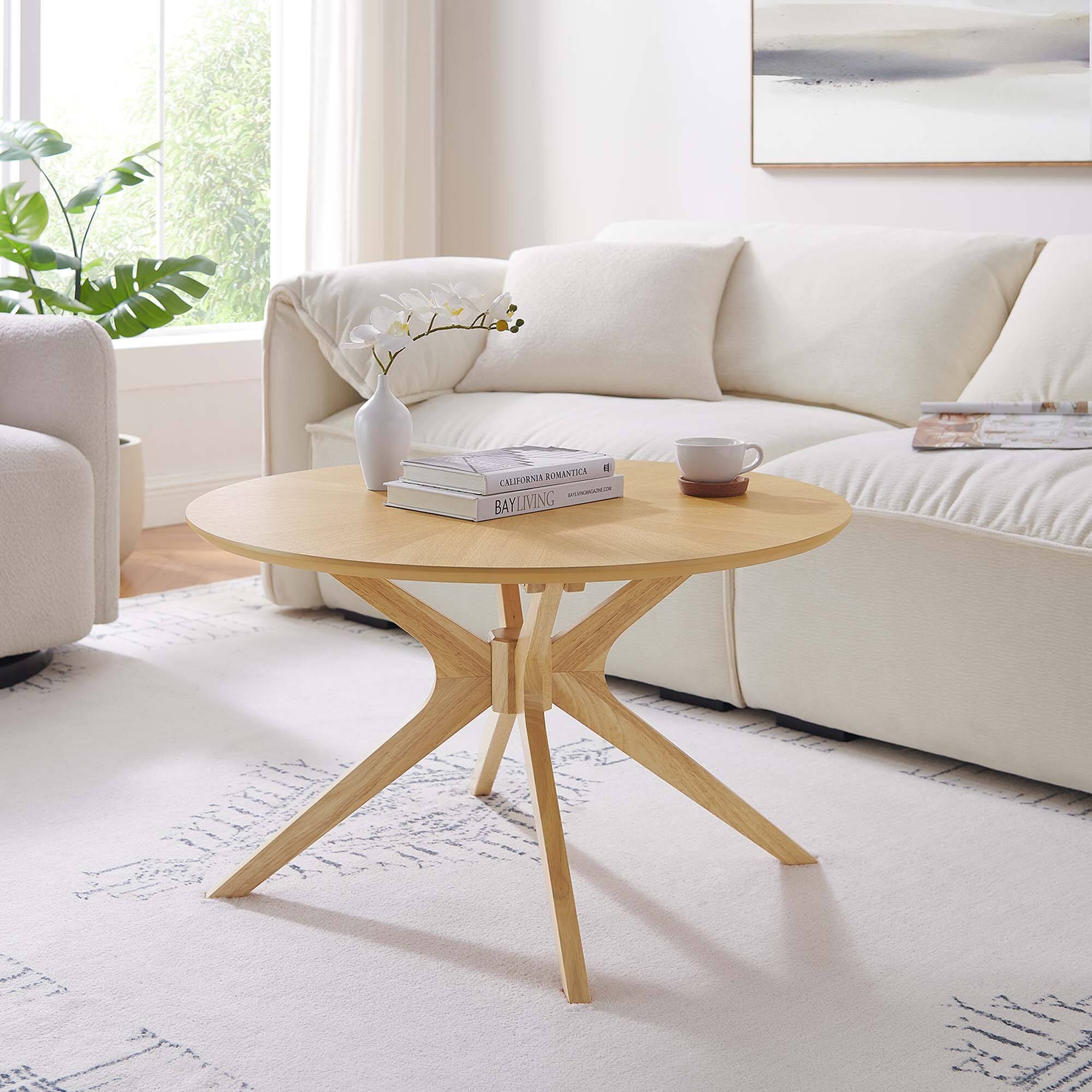 Crossroads Round Wood Coffee Table by Modway - Oak