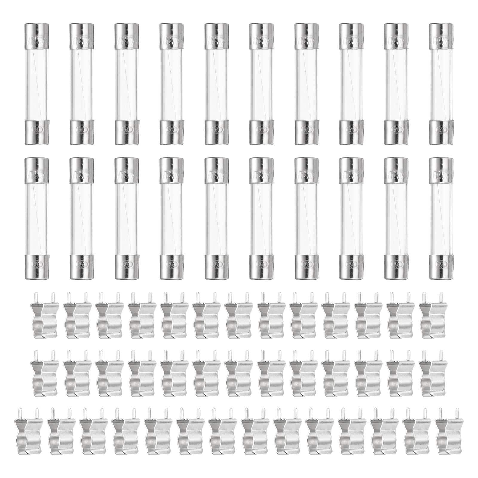 Unique Bargains - Glass Tube Fuses, 6x30mm 0.5A 250V Quick Fast Blow Glass Cartridge Tube Fuse with 50pcs Safety Clip 25pcs price history on PriceWatchPro