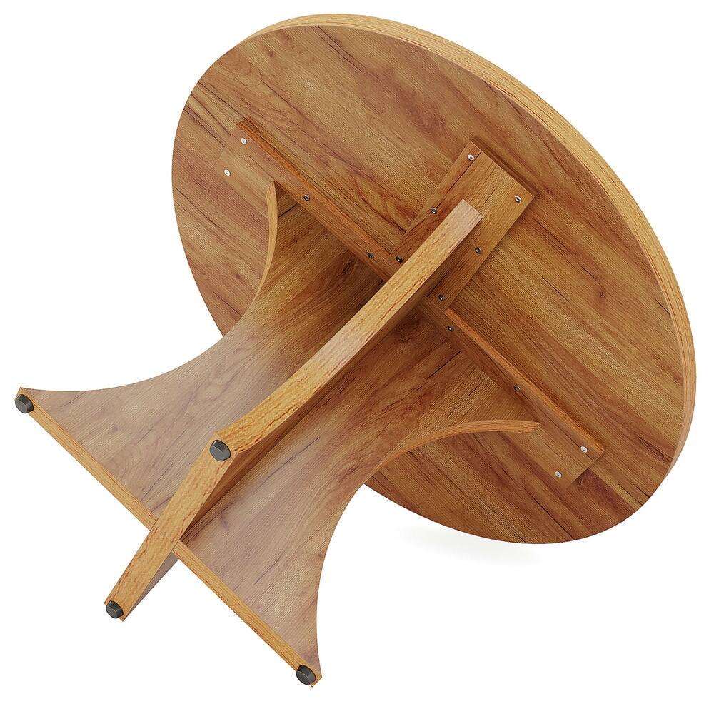 Angle. Kadyn - Kadyn End Table,Dining Table, Living Room Table,Wood Dining Table, 47.24 Inches Round Kitchen Table for 4-6,Brown - Brown.