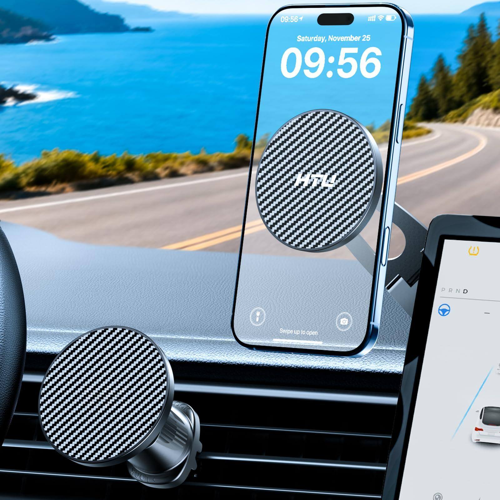 METALTON - 2025 Military grade For Magsafe Car Mount upgraded Magnetic suction magnetic Phone Holder Cell Stand Holder - Black