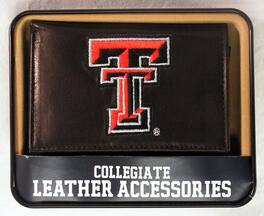 Rico Industries - Texas Tech Red Raiders Embroidered Black Leather Trifold Wallet - Multi