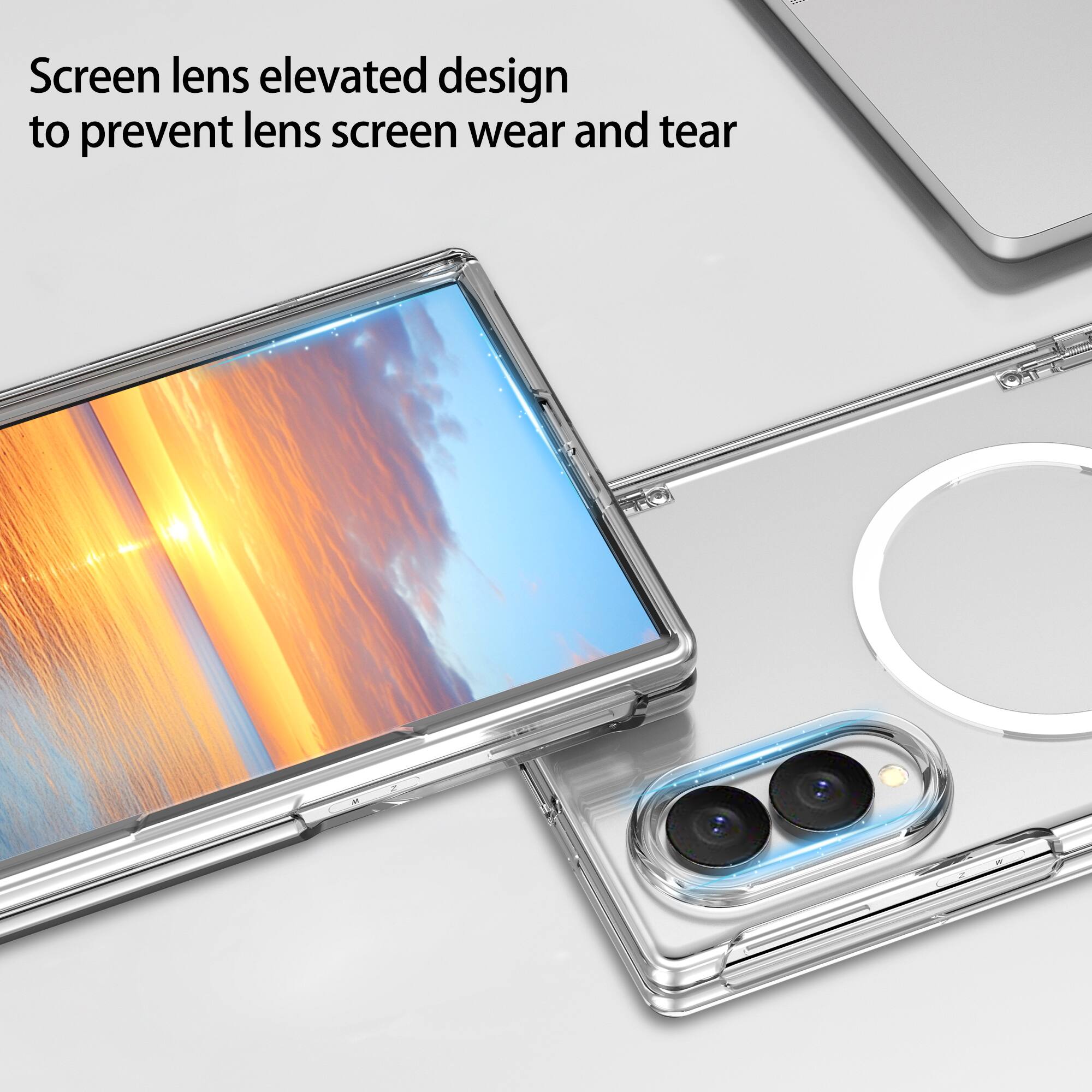 Screen lens elevated design to prevent lens screen wear and tear