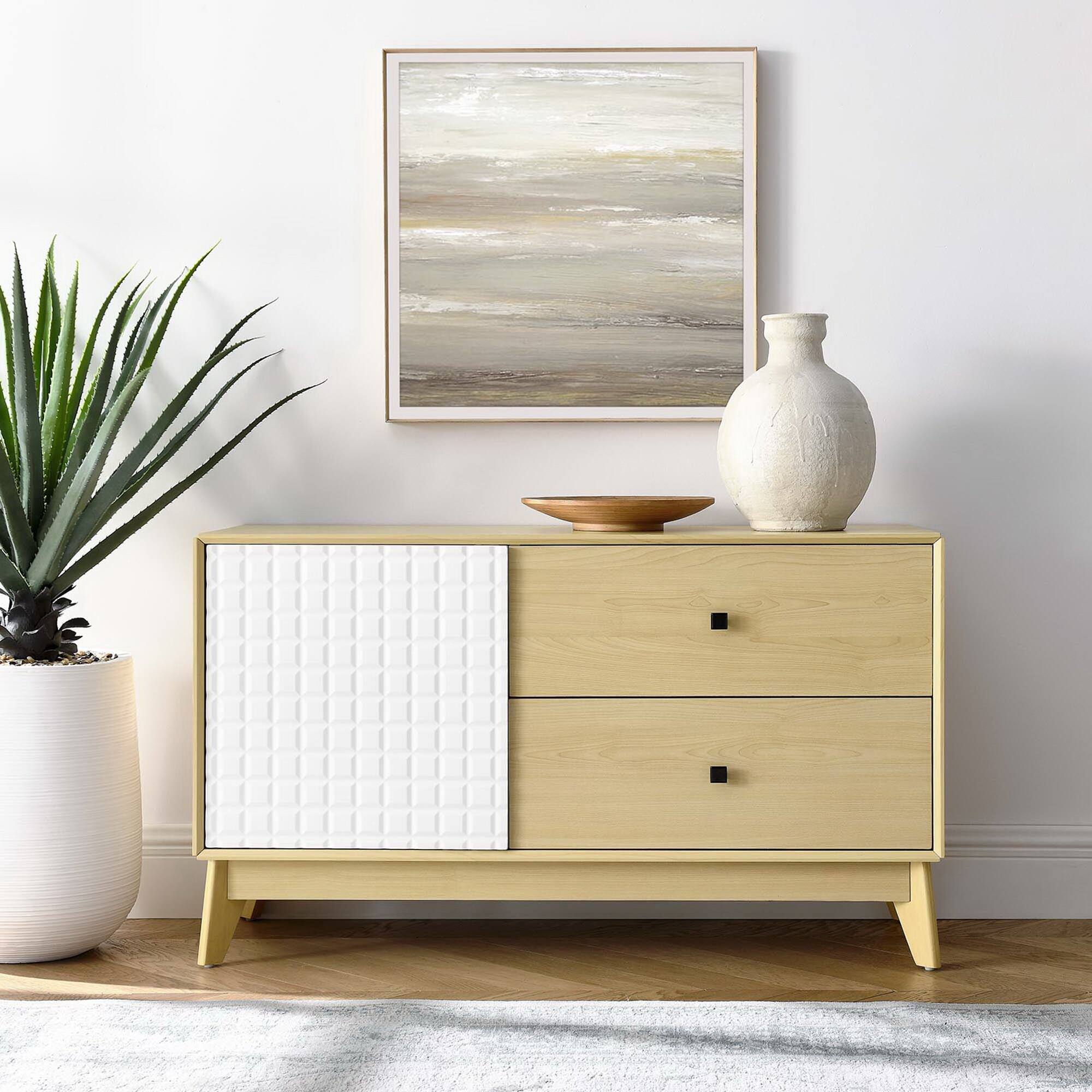Front. Modway - Nectar 43" Wood Grain Accent Cabinet by Modway - Natural White.