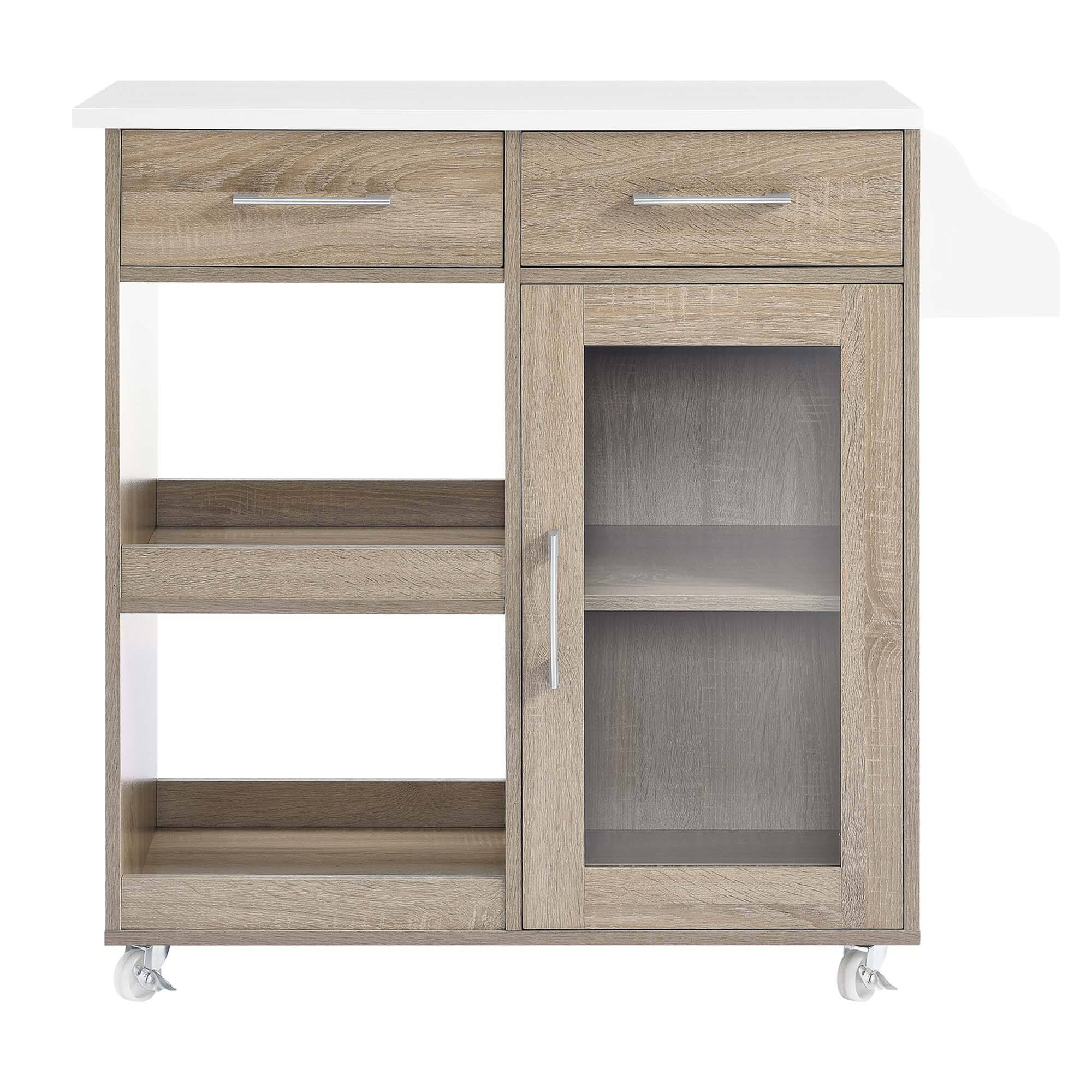 Alt View 4. Modway - Culinary Kitchen Cart With Spice Rack by Modway - Oak White.