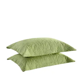 MarCielo - 2-Pack Embroidered Solid Color Pillow Shams Polyester - Green
