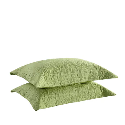 Front. MarCielo - 2-Pack Embroidered Solid Color Pillow Shams Polyester - Green.