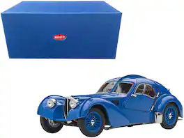 1938 Bugatti Type 57SC Atlantic with Metal Wire-Spoke Wheels 1/43 Diecast Model Car by Autoart - Blue