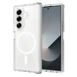 Dteck - Clear Magnetic Case for Samsung Galaxy Z Fold7 Slim Anti Yellow Hard PC Shockproof Cover Wireless Charging Compatible - Clean