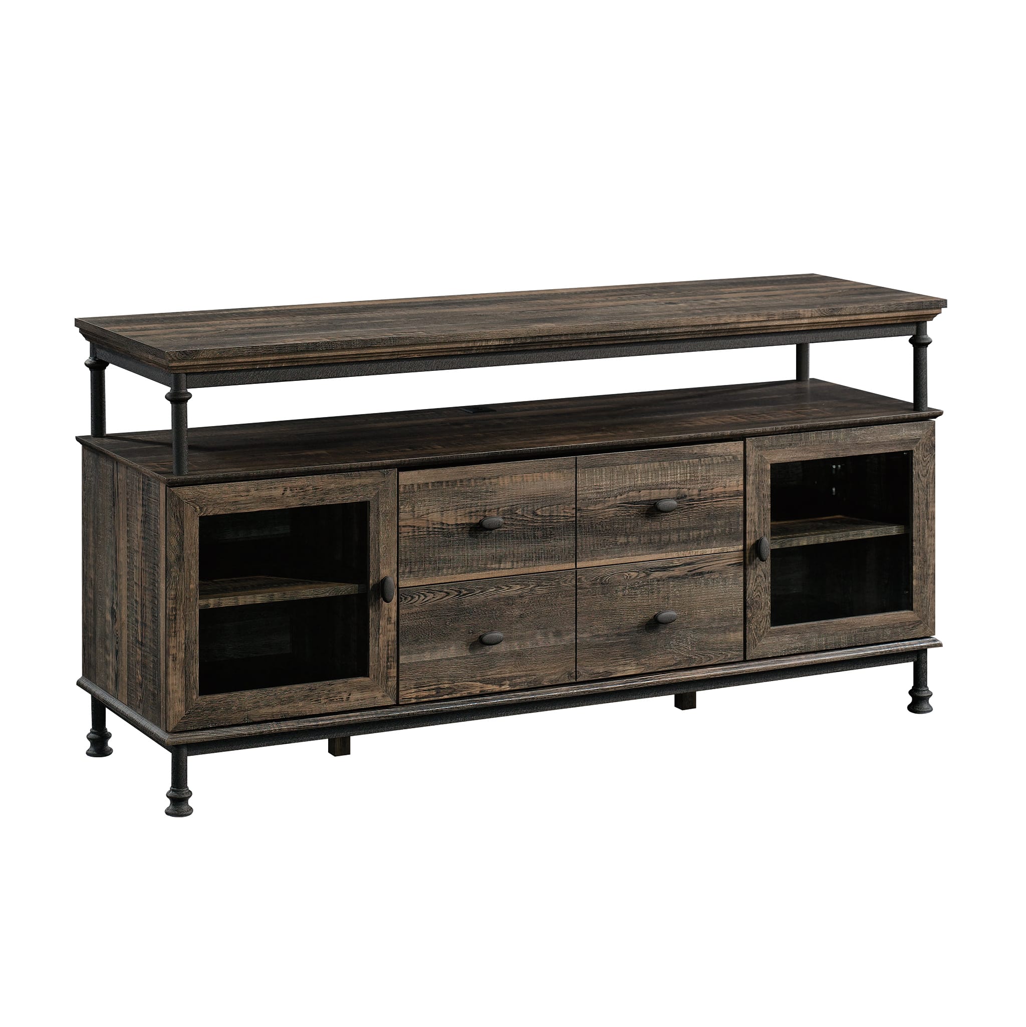 Front. Sauder - Canal Street Entertainment Credenza - Carbon Oak.