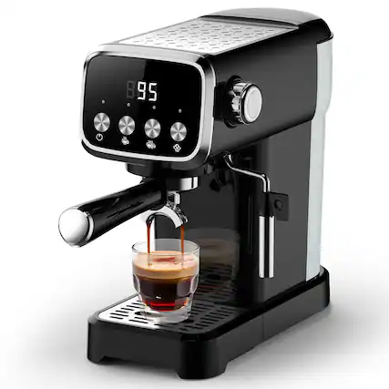 Front. MOOSOO - Professional 20 Bar Espresso Maker with Milk Frother, Stainless Steel Expresso Coffee Machines for Home - Black.