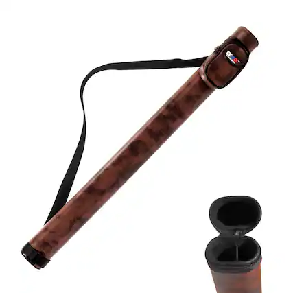 Front. GSE Games & Sports Expert - 1x1 Hard Billiard Pool Cue Stick Carrying Case, Billiard Cue Case, Billiard Accessories - Brown - Brown.