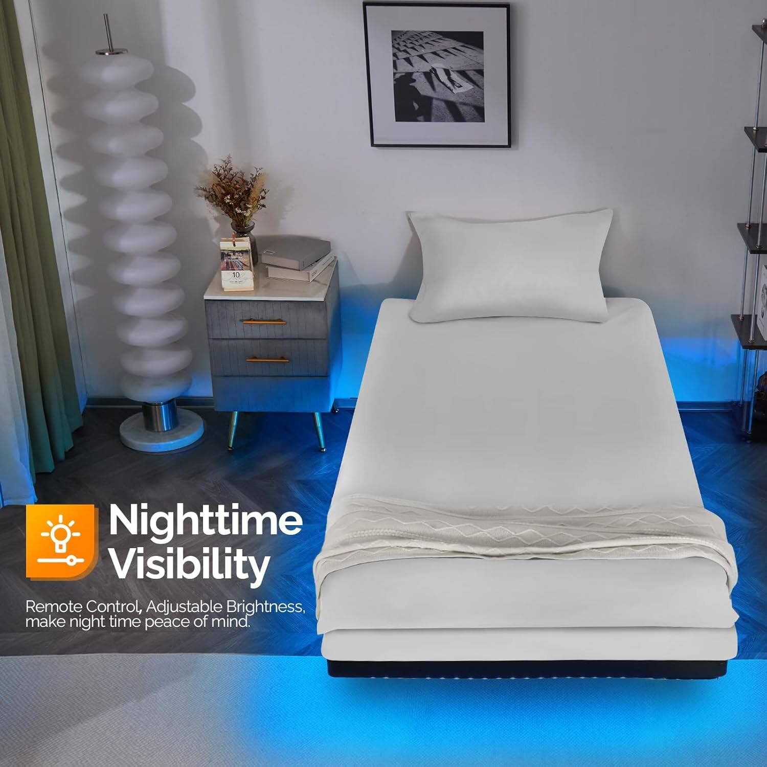 Nighttime Visibility  
Remote Control, Adjustable Brightness, make night time peace of mind.
