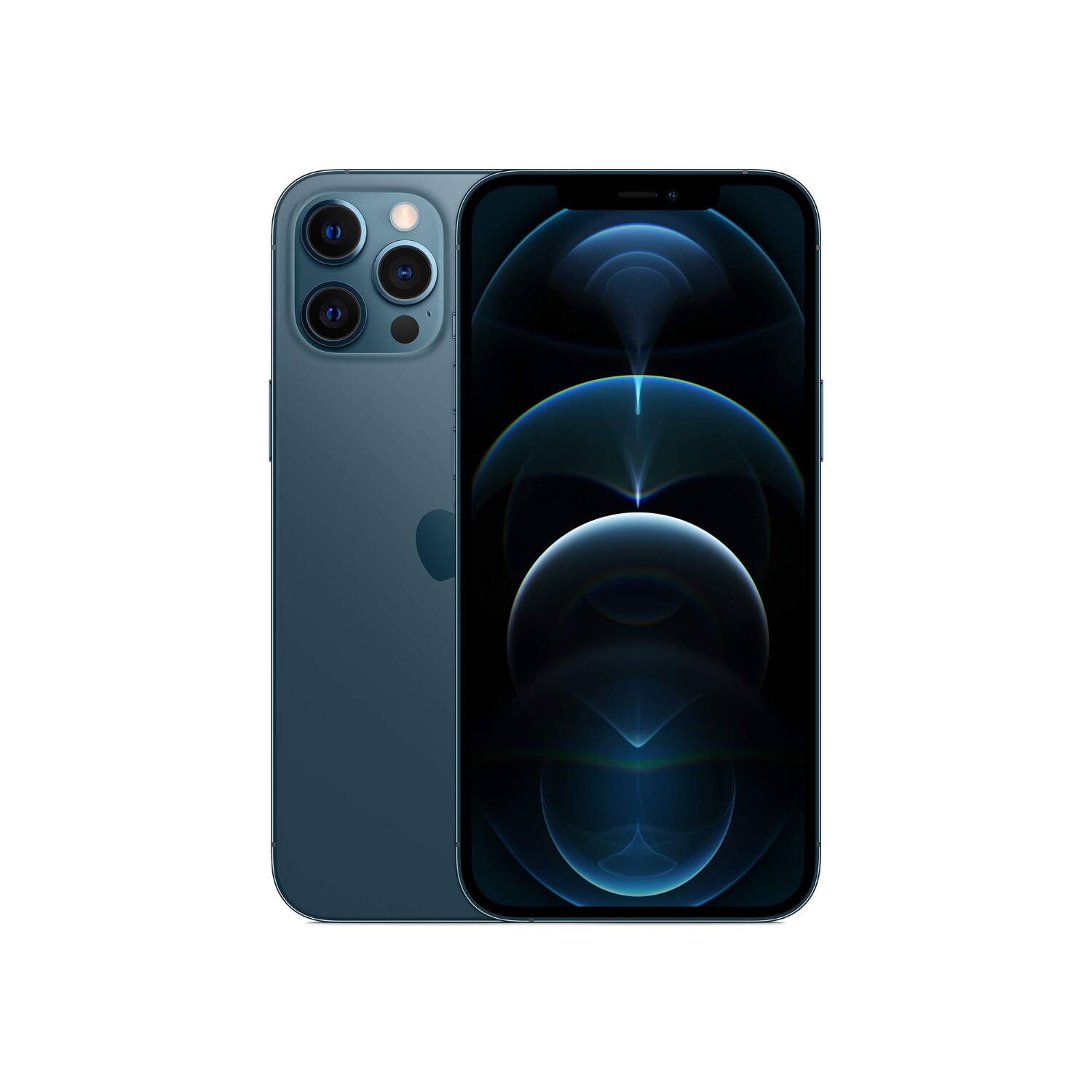 Left. Apple - iPhone 12 Pro A2341 (Fully Unlocked) 256GB w/ Pre-Installed Tempered Glass - Pacific Blue.