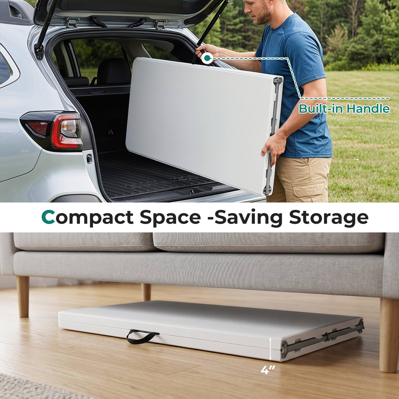 Built-in Handle Compact Space-Saving Storage 4"