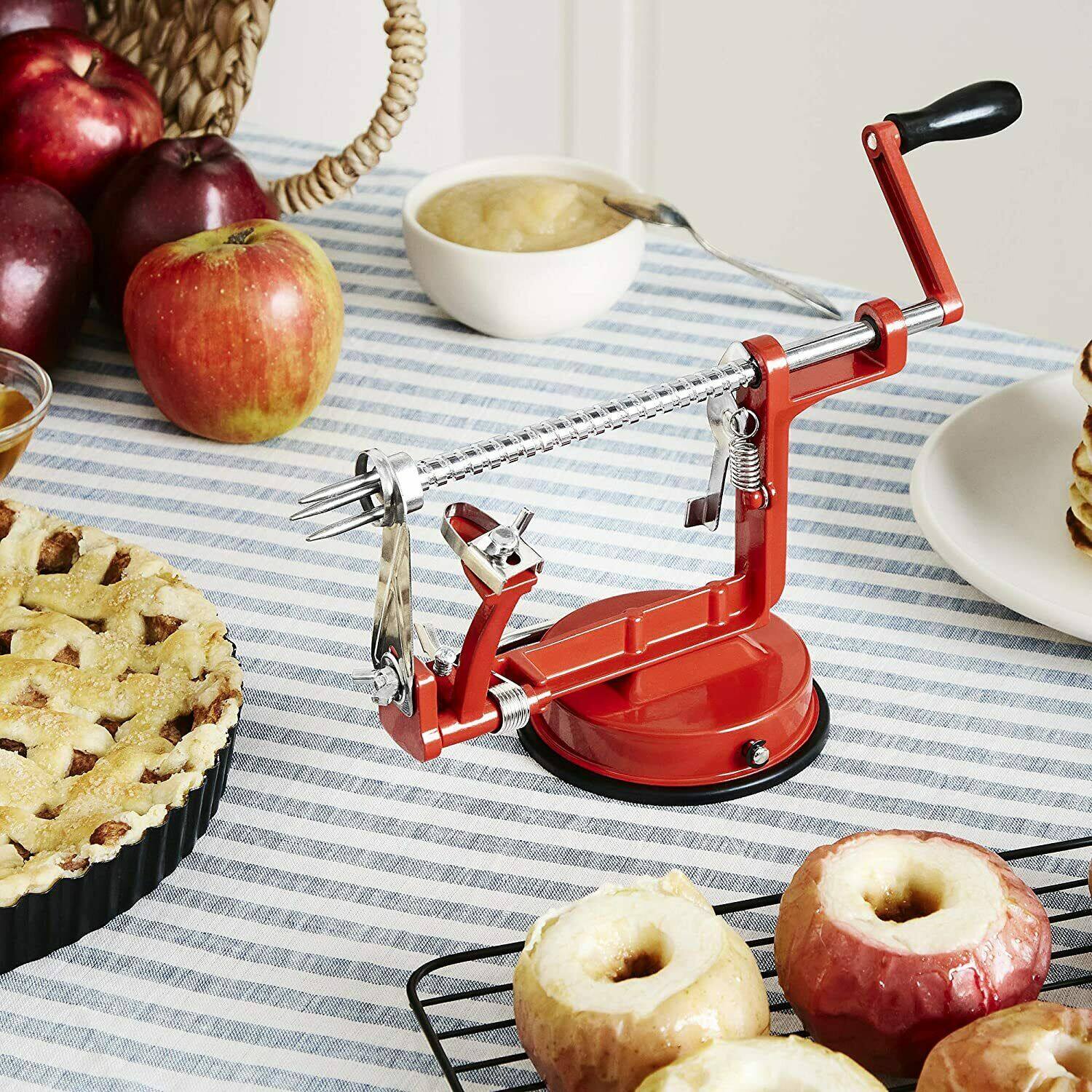 Alt View 2. Winado - 3 in 1 Stainless Steel Potato Apple Peeler Corer Slicer Cutter Chopper Pear Fruit Easy Cut Cutter Kitchen Tool - Red.