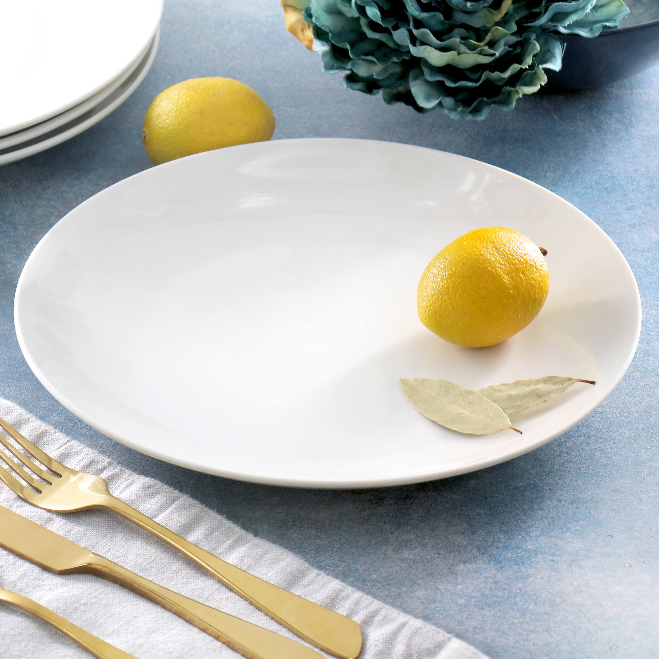 Alt View 5. Elama - Elama Porcelain 12 Piece Large Round Dinner Plate Set in White - White.
