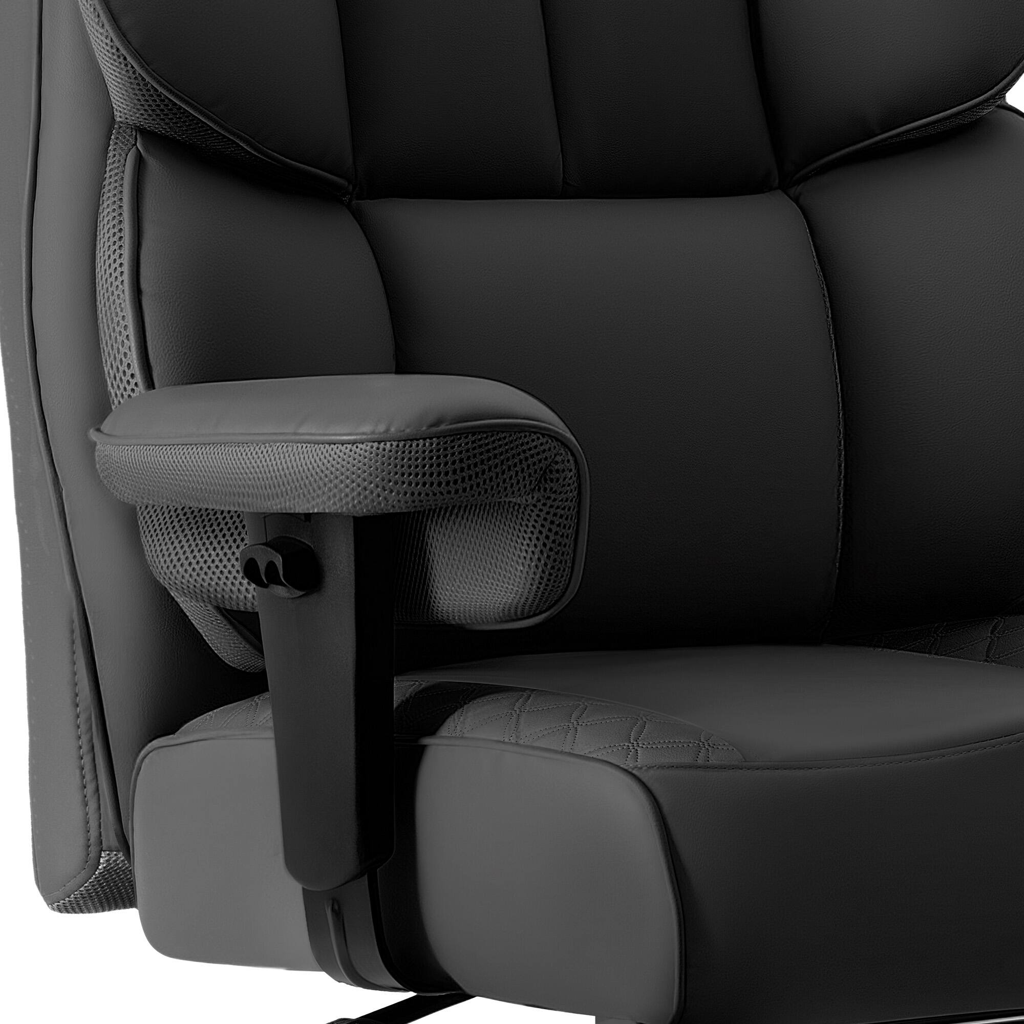 Alt View 4. KERDOM - Big & Tall Executive Leather Office Chair with Footrest & Lumbar Support Pillow, High Back Reclining Chair, 360° Swivel - Black.