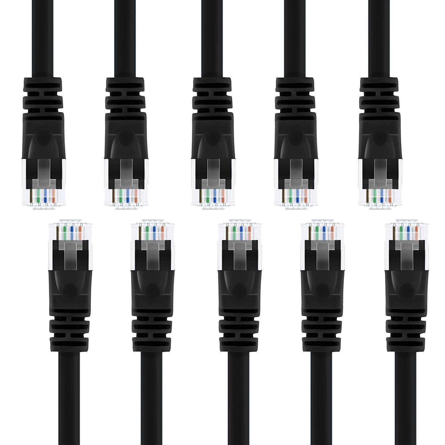 Front. GEARit - Cat5e Ethernet Patch Cable - Snagless RJ45, Stranded, 350Mhz, UTP, Pure Bare Copper Wire, 24AWG - 10ft x 10 Pack - Black.