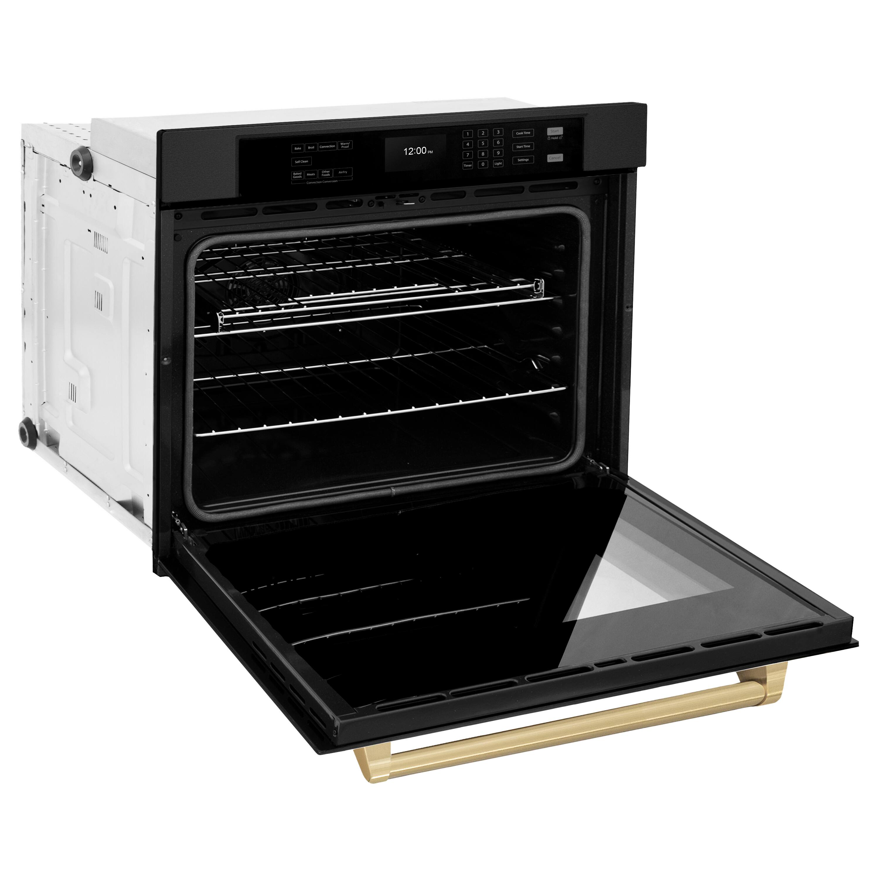 Alt View 1. ZLINE - 30 in. Autograph Wall Oven w/ Air Fry in Black Stainless Steel w/ Bronze Handle - Black Stainless Steel.