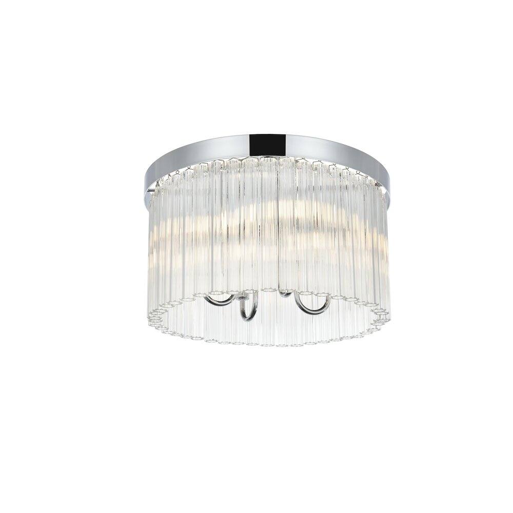 Left. Elegant Lighting - Harlow 16 Inch Flush Mount Ceiling Light In Chrome - Chrome And Clear.
