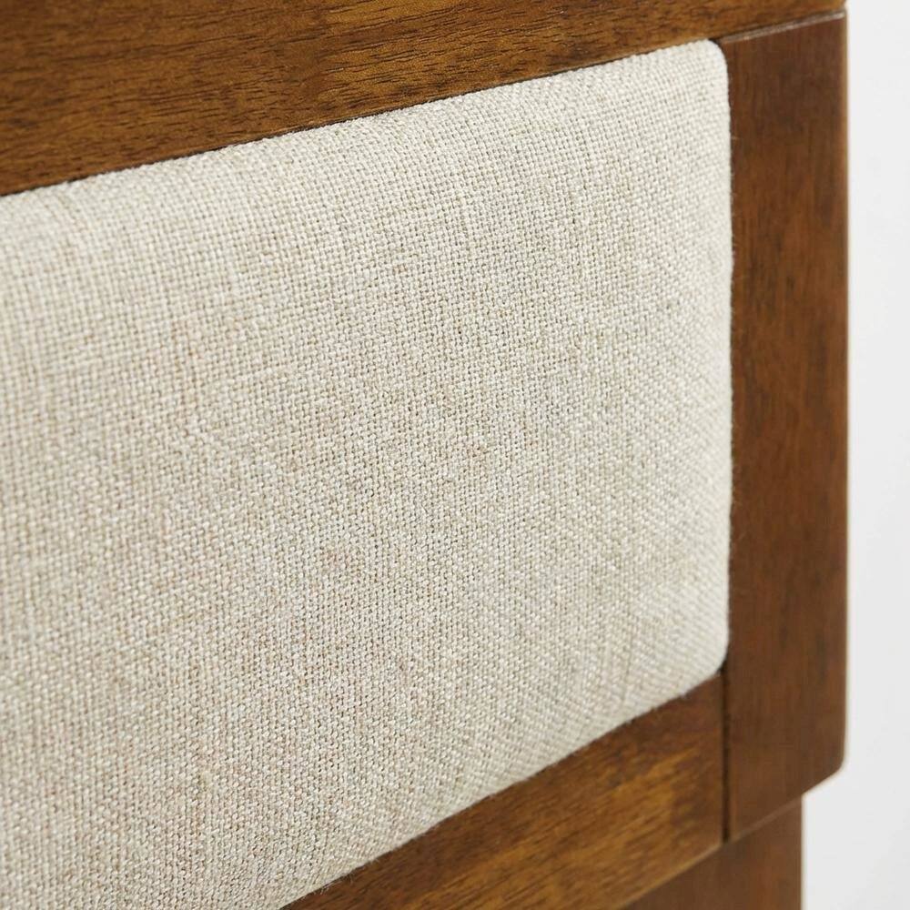 Back. FurniFact - Tufted Fabric King Headboard with Wooden Frame and Elegant Design - Brown.