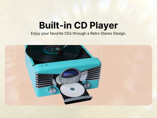 Built-in CD Player  
Enjoy your favorite CDs through a Retro Stereo Design.