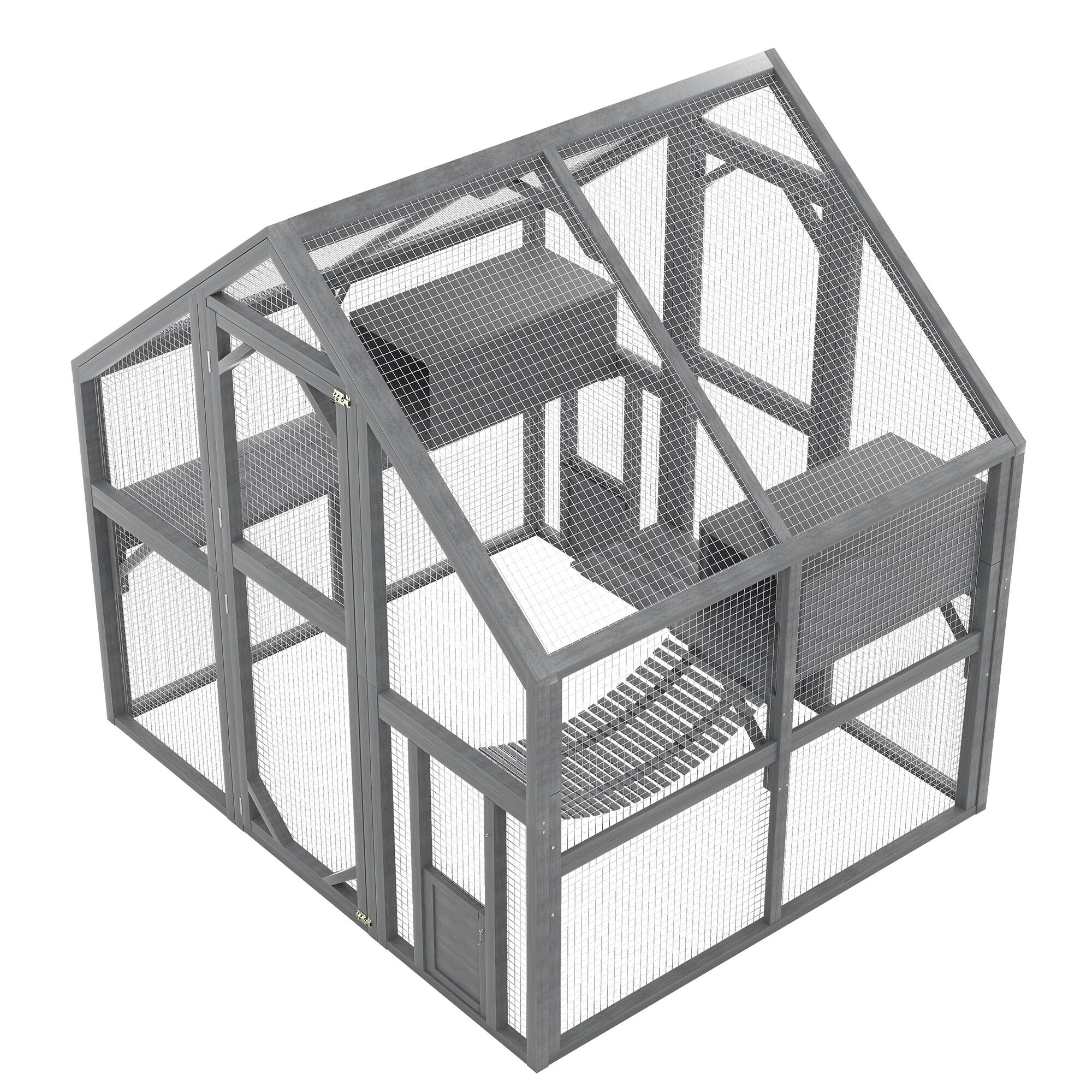 Alt View 10. Loheer - Loheer Large Outdoor Cat Enclosure Solid Wood Feral Cat Shelter Weatherproof Catio.