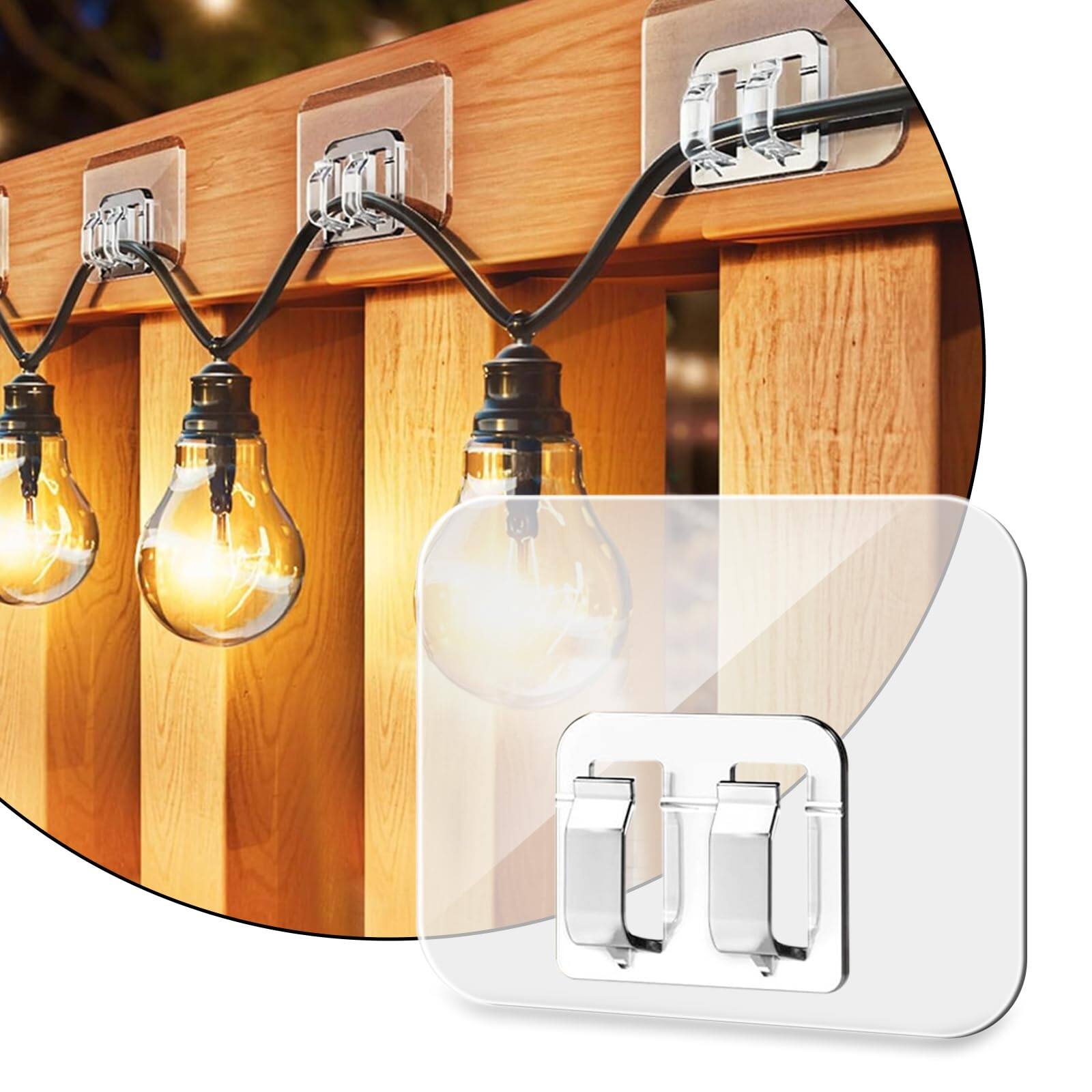 Front. Paradigms Interiors - String Light Hooks For Hanging Christmas Lighting Clips With Waterproof Outdoor Lights Porch Patio Decor 50 - 50.