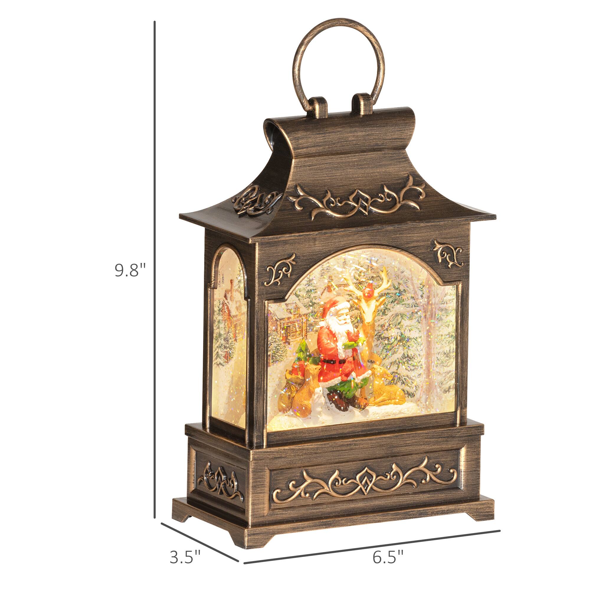 The dimensions of the lantern are 9.8" in height, 6.5" in width, and 3.5" in depth.