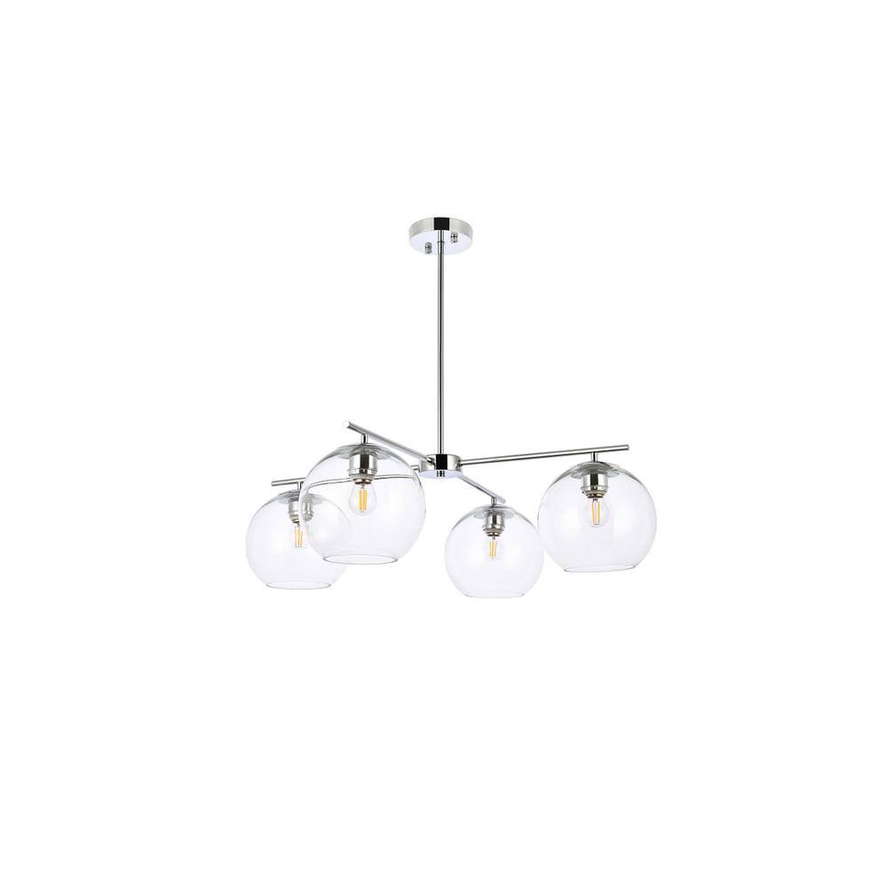 Alt View 1. Living District - Opus 4 lights chrome pendant - Chrome And Clear.