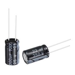 Unique Bargains - 22uF 250V 10x17mm Electrolytic Capacitor, Radial Leads Aluminum, 24pcs, for Power Supplies/Audio/Lighting - Black