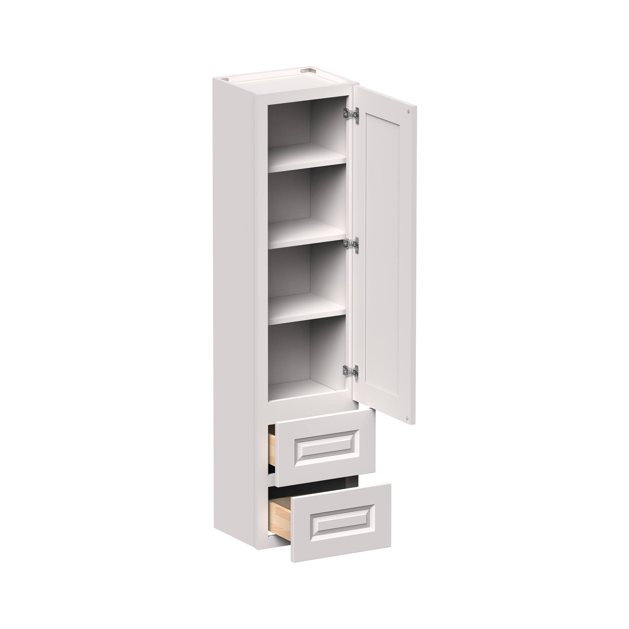 Boyel Living - 15-in W x 60-in H x 12-in D Shaker Countertop Pantry Cabinet with Soft-Close Storage - Glacier White