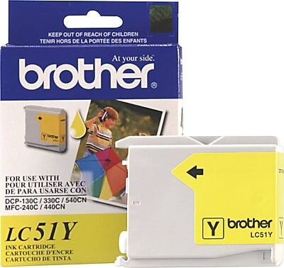 **KEEP OUT OF REACH OF CHILDREN**  
**TENIR HORS DE LA PORTE DES ENFANTS**

**At your side.**

**FOR USE WITH**  
**POUR UTILISER AVEC**  
**PARA USARSE CON**  
DCP-130C / 330C / 540CN  
MFC-240C / 440CN

**LC51Y**  
**INK CARTRIDGE**  
**CARTOUCHE D'ENCRE**  
**CARTUCHO DE TINTA**

**brother**  
**LC51Y**