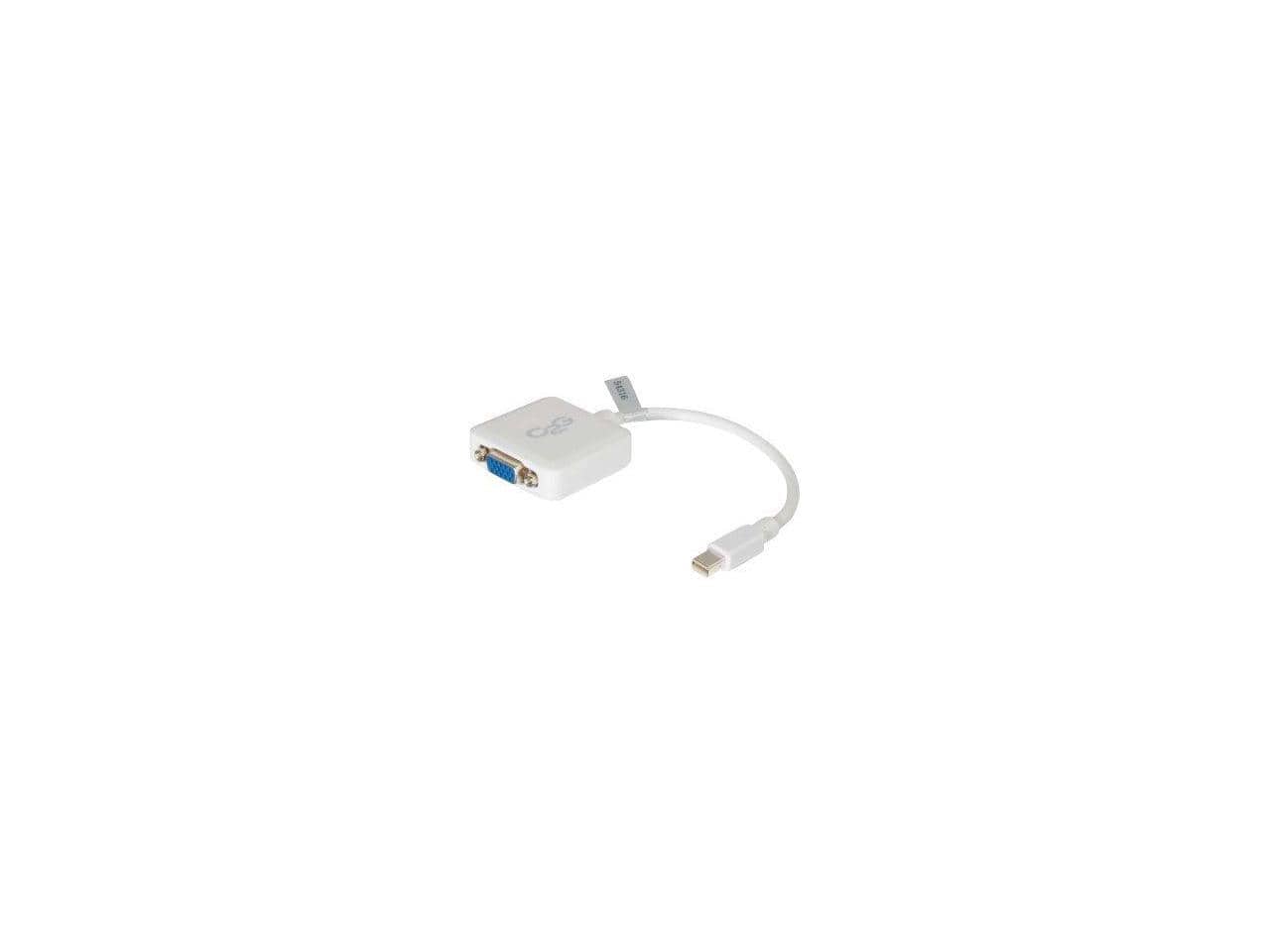 Cables to Go - C2G 8IN MINI DISPLAYPORT TO VGA ADAPTER CONVERTER MALE TO FEMALE ACTIVE WHITE -