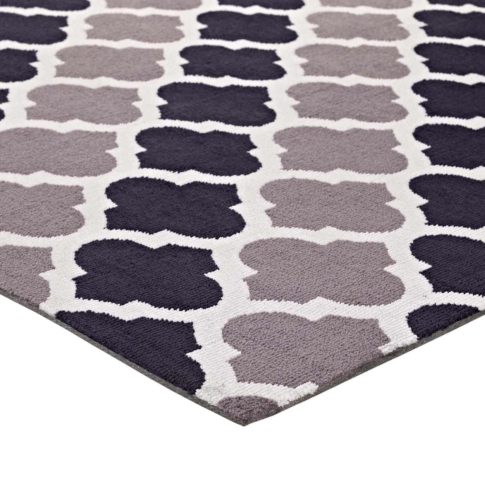 Back. Modway - Lida Moroccan Trellis Area Rug - Charcoal and Black.
