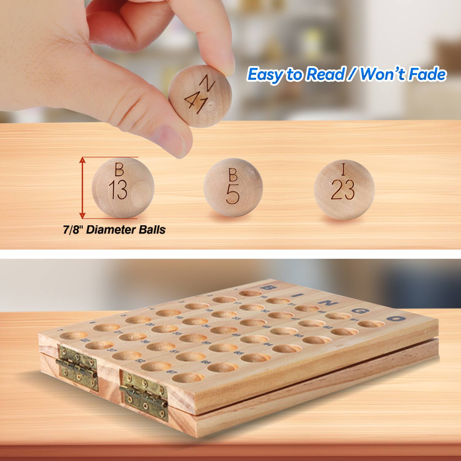 N 41, B 13, B 5, I 23, 7/8" Diameter Balls, Easy to Read / Won't Fade