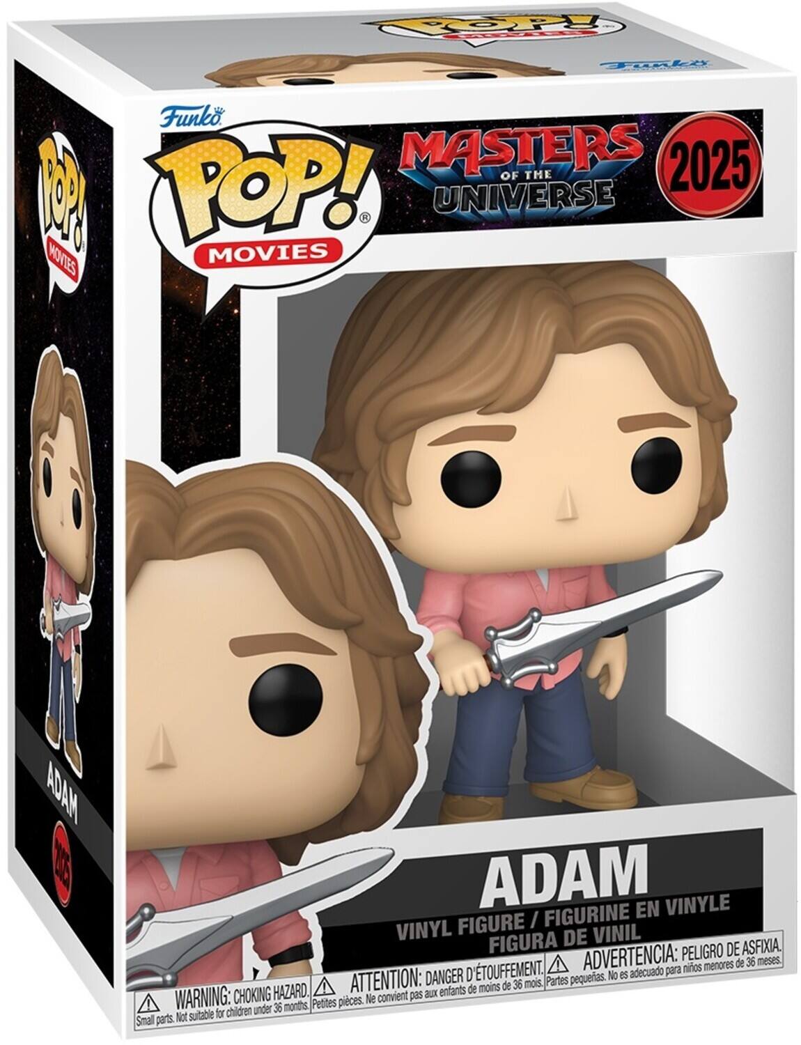 100% d'origine Funko POP! MOVIES MASTERS OF THE UNIVERSE 2025 ADAM VINYLE FIGURE / FIGURINE EN VINYLE FIGURA DE VINIL PELIGRO DE ASFIXIA. D'ETOUFFEMENT. ADVERTENCIA: para niños menores de 36 meses. DANGER D'etouffement. ATTENTION: aux enfants de moins de 36 mois. WARNING: CHOKING HAZARD. Small parts. Not suitable for children under 36 months.