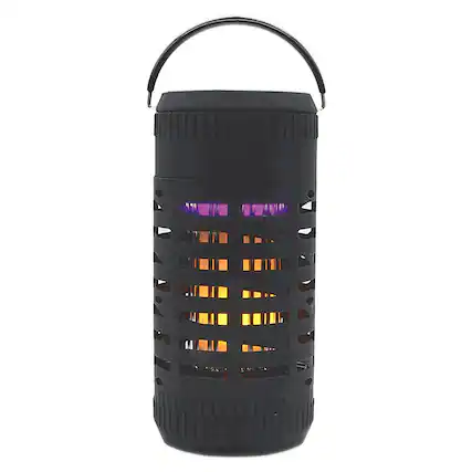 Front. PIC - Flickering Flame Solar Portable Insect Killer Lantern - Black.