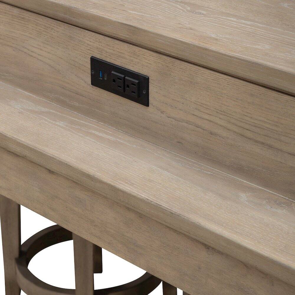 Alt View 6. Liberty Furniture Industries - Brentwood Console Bar Table with AC, USB Charging Station - Sandstone Oak Wood - Sandstone.