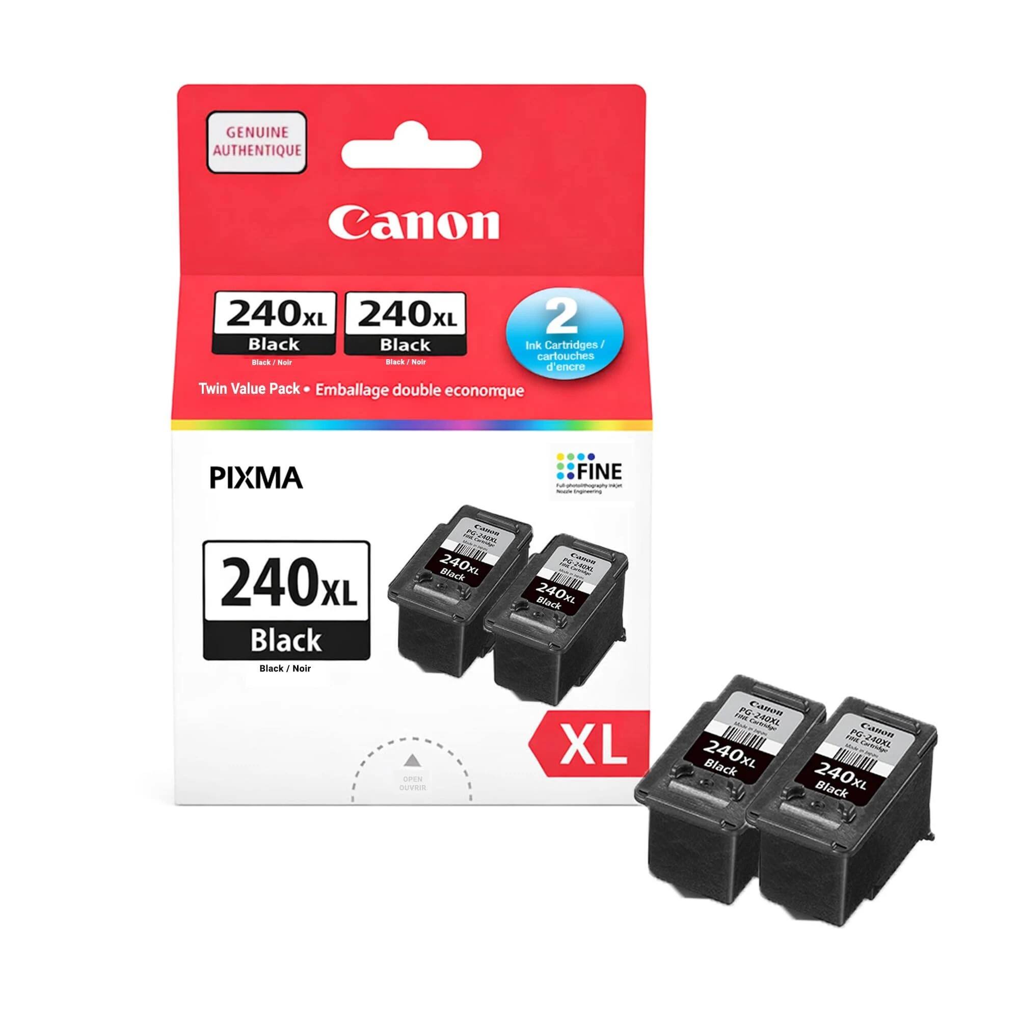 Genuine Authentique Canon 240XL Black Ink Cartridges - Twin Value Pack (2 Ink Cartridges)