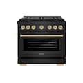 ZLINE - 36 in. Wide 6 Burner Autograph Black Stainless Paramount Gas Range with DuoPro Burners w/ Bronze Accents (PSGRBZ-36-CB) - Black Stainless Steel
