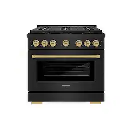 ZLINE - Autograph 36 in. Black Stainless Paramount Gas Range with 6 DuoPro Burners w/ Bronze Accents (PSGRBZ-36-CB) - Black Stainless Steel