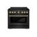 Front. ZLINE - ZLINE Autograph 36 in. Black Stainless Paramount Gas Range with 6 DuoPro Burners w/ Bronze Accents (PSGRBZ-36-CB) - Black Stainless Steel.