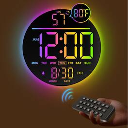 Dazzed Corner - 10" Large Digital Wall Clock with LED Display, RGB Colors - White