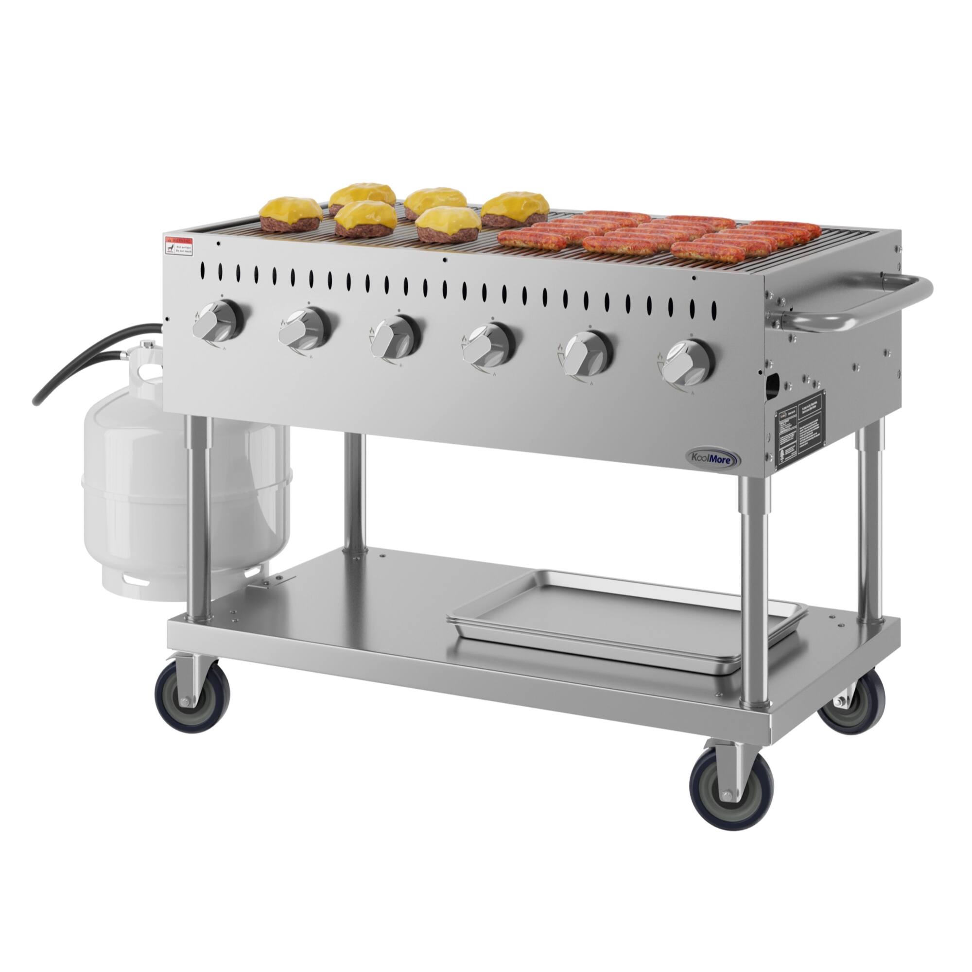 Angle. Koolmore - 48 in. Commercial Mobile Outdoor Grill Stainless Steel, ETL Listed in Stainless-Steel (KM-CGM-48) - Stainless Steel.