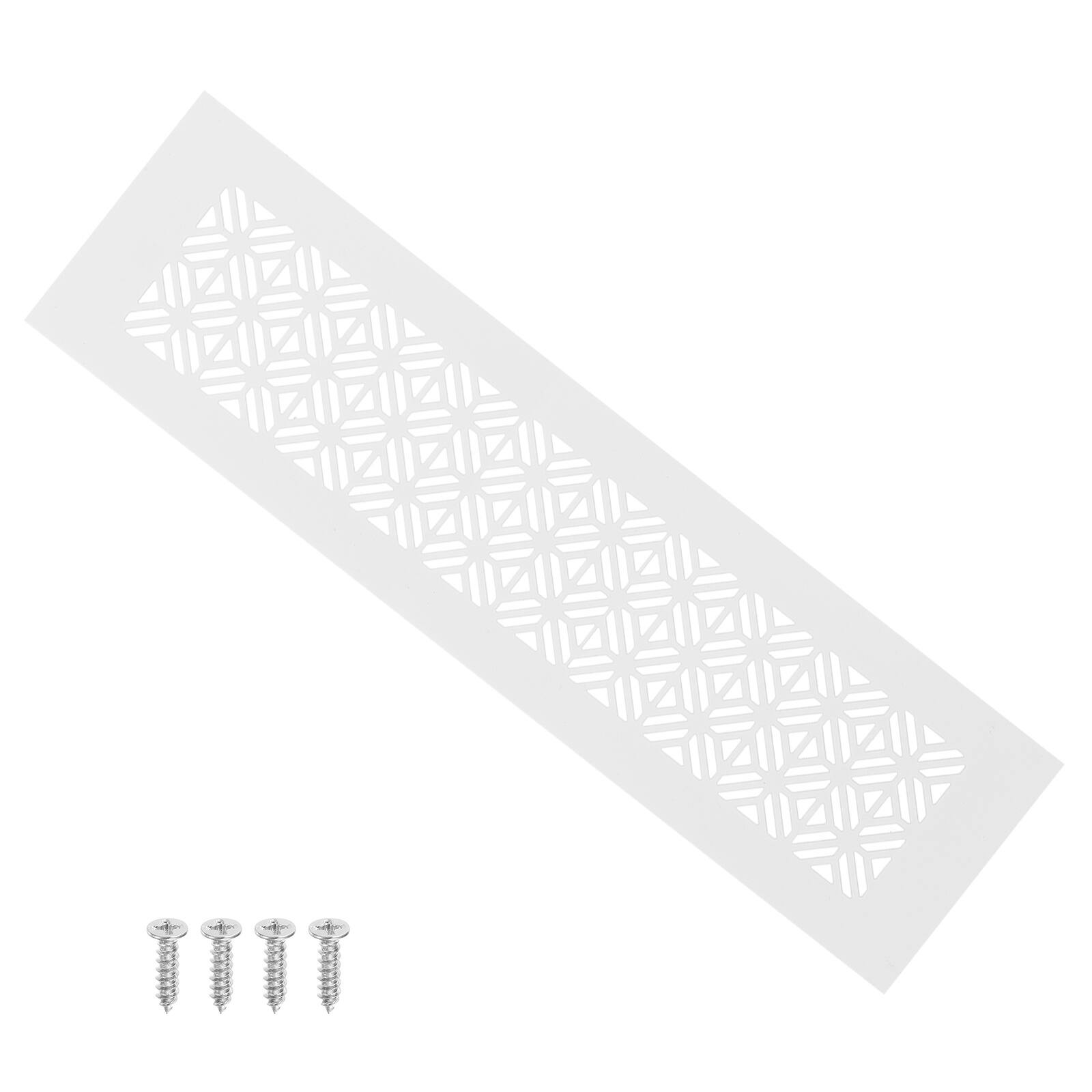 Front. Unique Bargains - 12"x3" Door Air Vent Cover, Heavy Duty Aluminum Alloy Grille Louvered with Mounting Screws for Cabinet Wardrobe - White.