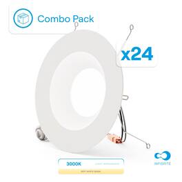Infibrite - 6 In. Retrofit 3000K Warm Integrated LED Recessed Light Kit 12W 1100LM Remodel, Dimmable, Wet Rated (24 Pack) - White
